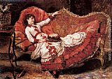 An Elegnat Lady in a Red Dress by Eduardo Leon Garrido